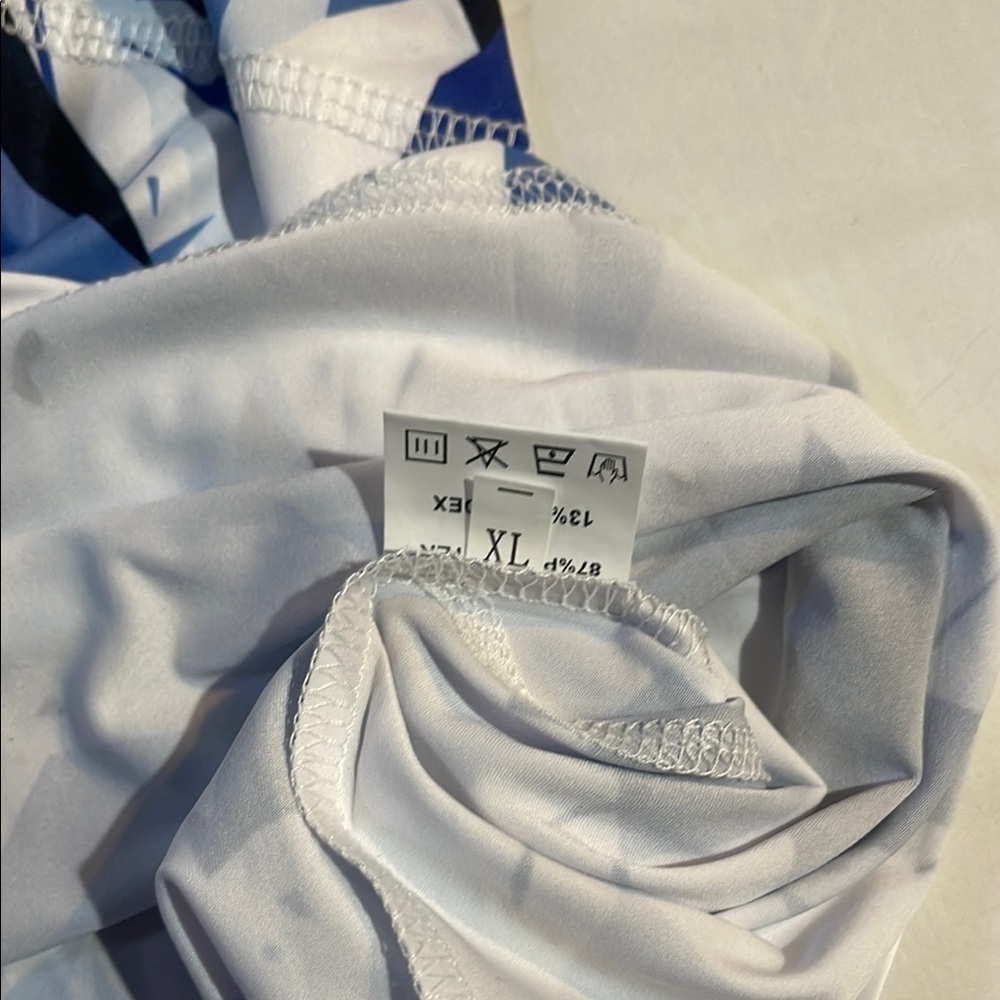 Blue and White Geometric Polo Button Down Shirt - Picture 5 of 12